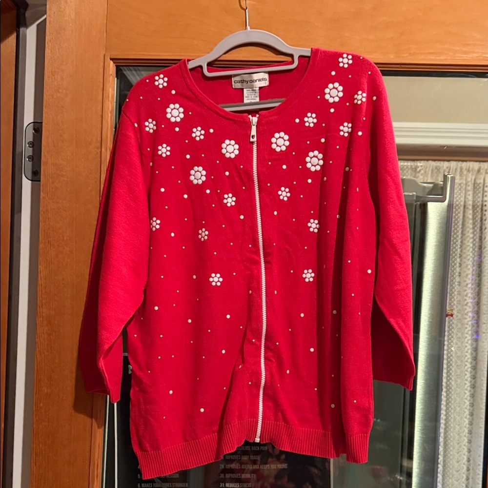 Cathy Daniels Red Floral Cardigan